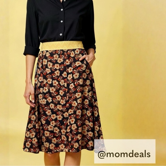 LuLaRoe Dresses & Skirts - LuLaRoe Lola Lined Chiffon Midi Skirt Elastic Band Floral Pattern Large 12-14